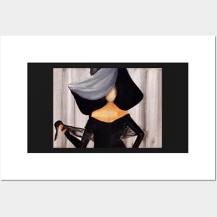 La mujer sin cara black and white abstract Posters and Art